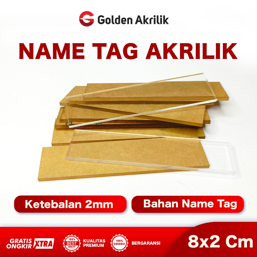 

BAHAN NAMETAG AKRILIK UKURAN 8X2CM KETEBALAN 2MM
