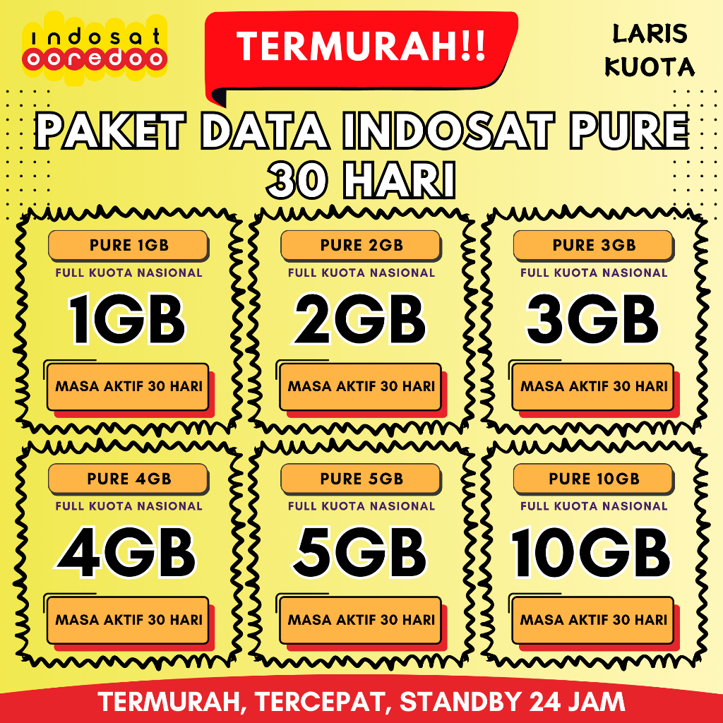 Paket Data Kuota Indosat Pure Bulanan 30 Hari Termurah Kualitas Terbaik