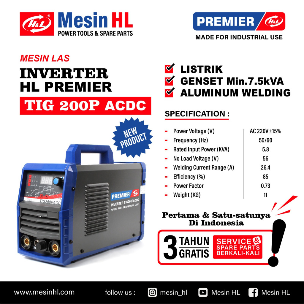 HL Premier Travo las Tig 200 AC DC Las Argon Aluminium Heavy Duty