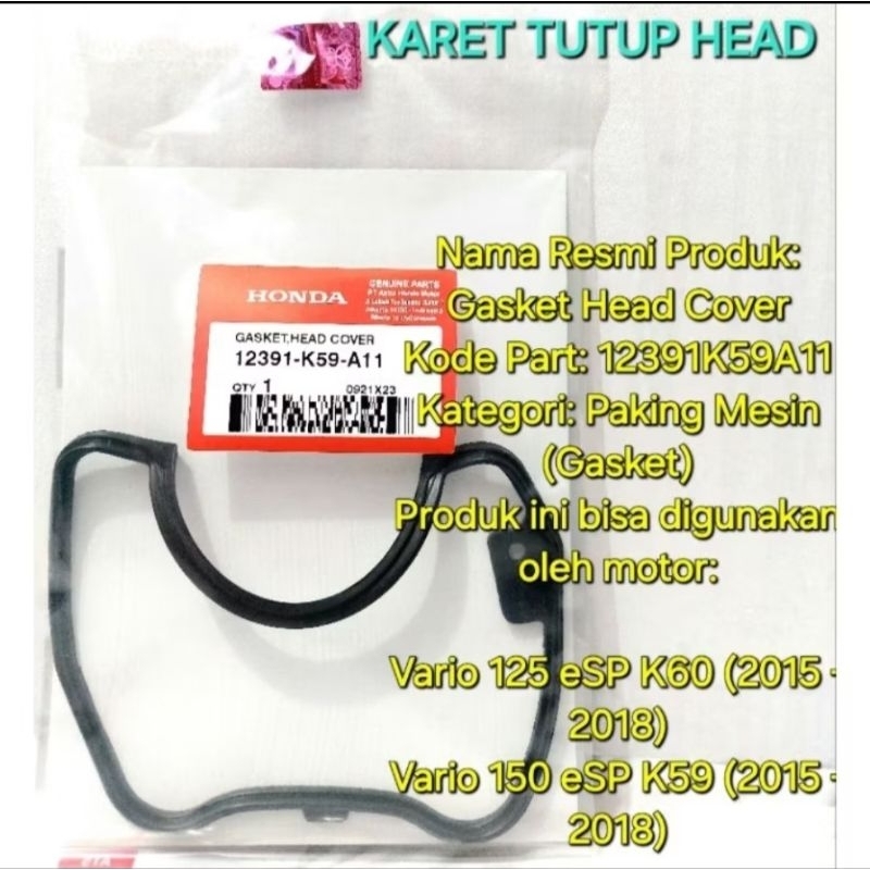 Karet Head Vario 125 150 Esp Original 12391K59A11