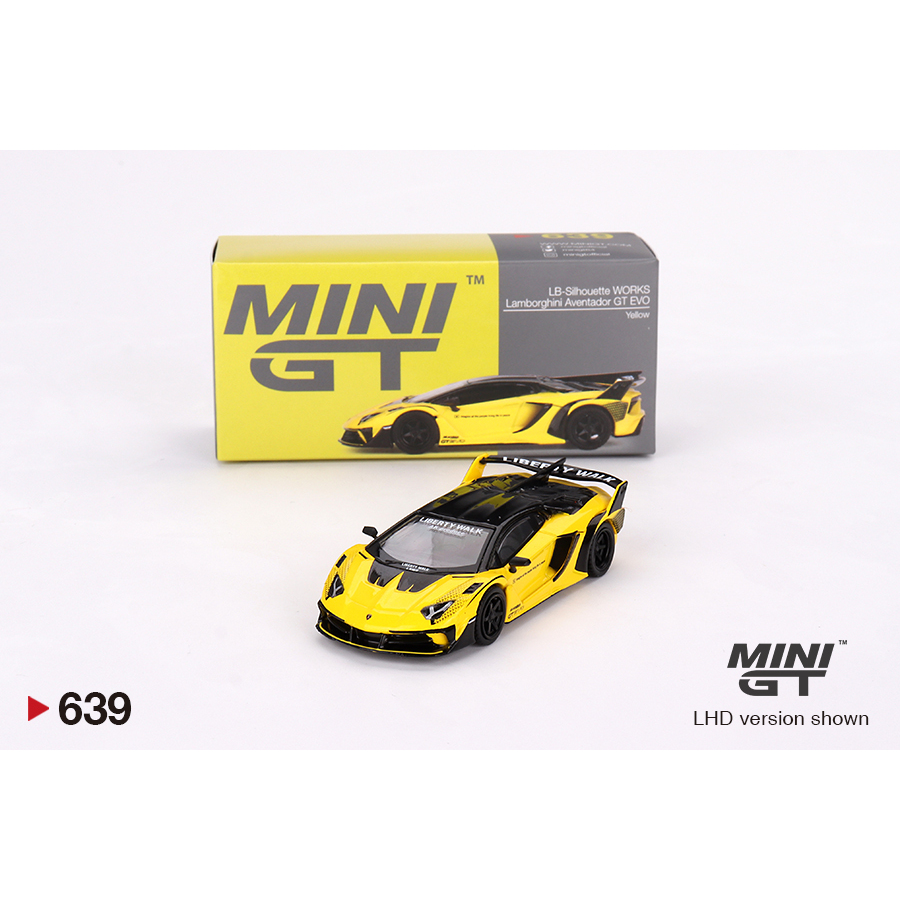 【Aurora Diecast】MINI GT NO.639 LB - SILHOUETTE WORKS LAMBORGHINI AVENTADOR GT EVO YELLOW