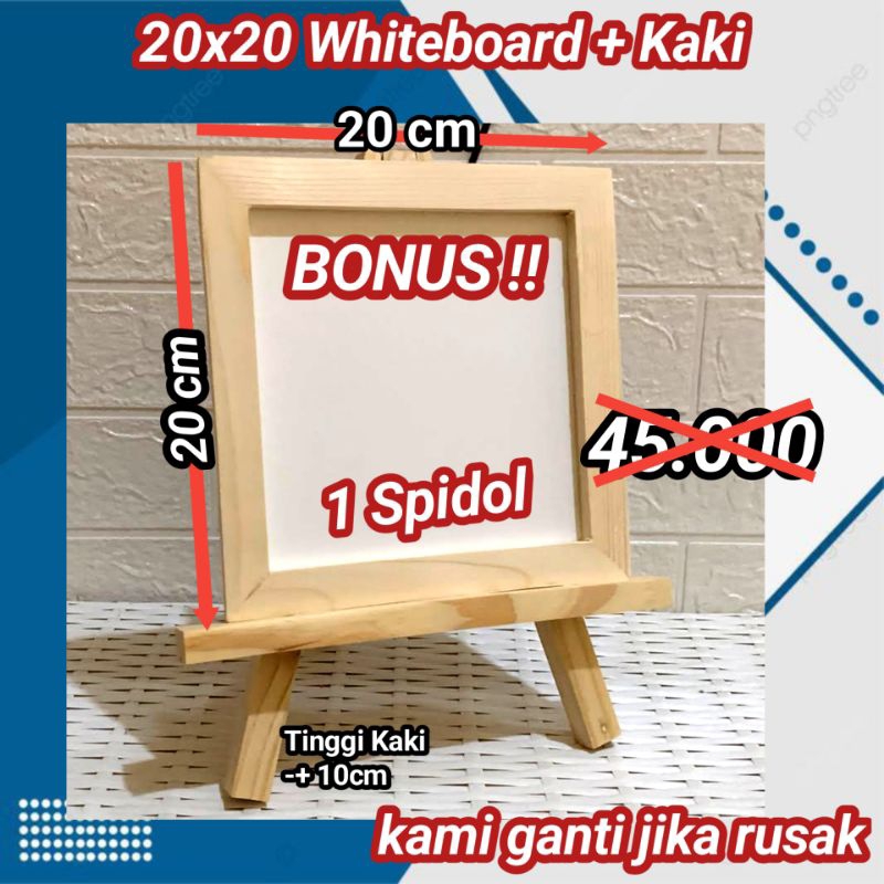 

Papan Tulis Whiteboard 20x20 + kaki (Bonus 1 Spidol)