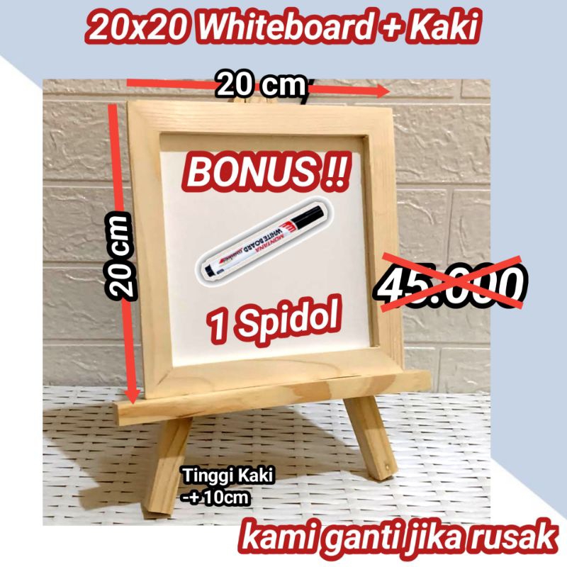 

Papan Tulis Whiteboard 20x20 + standing (bonus 1 spidol)