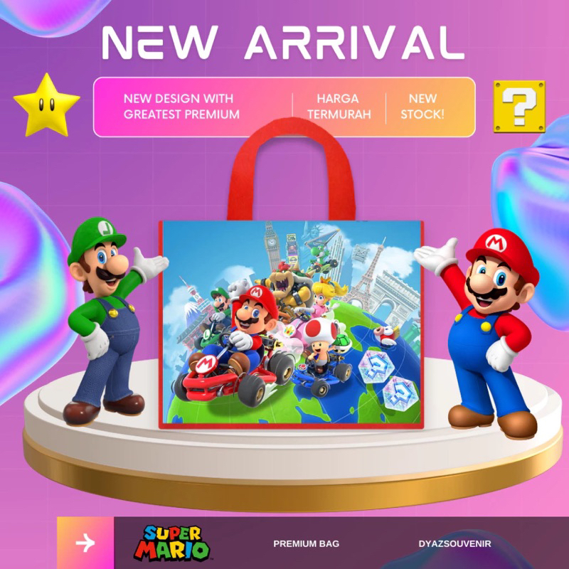 

Tas ultah super mario red goodiebag new
