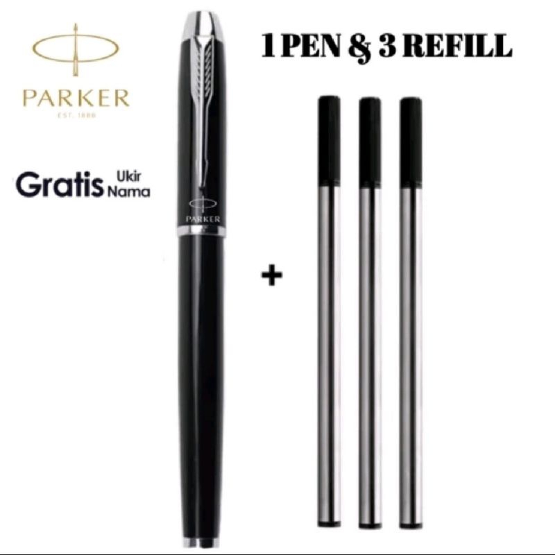

Pulpen Mewah Sign Pen Roller Ball Parker 3 Refill Pen Gratis Grafir Nama Dan Box Exlusive