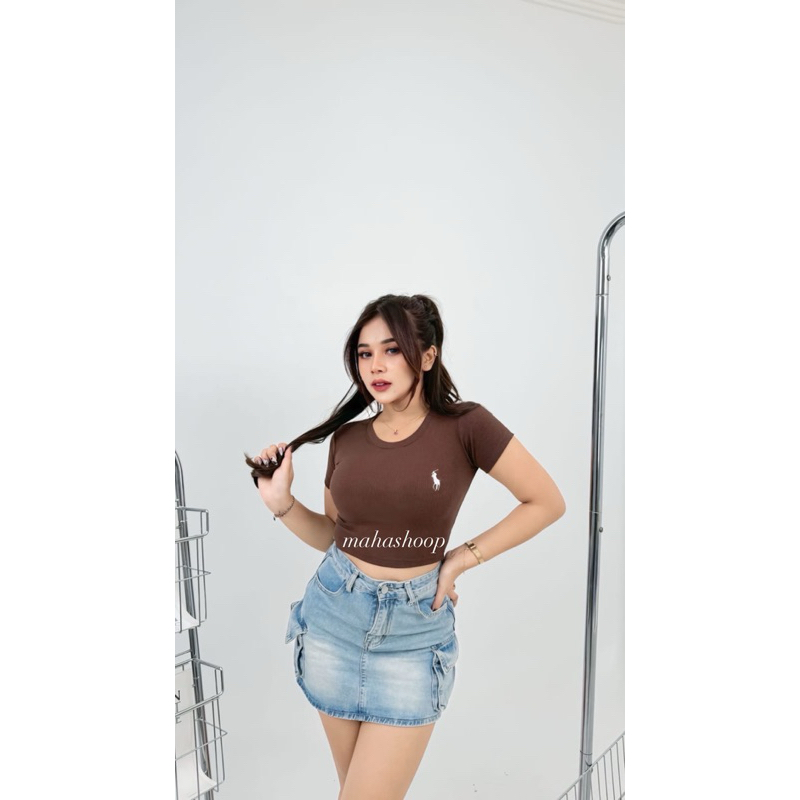 crop top medina polo / baju wanita polo