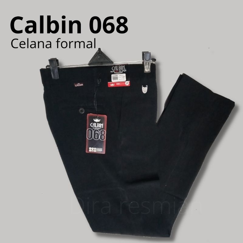celana calbin hitam/celana bahan formal slimfit tebal / celana kantoran cowok murah