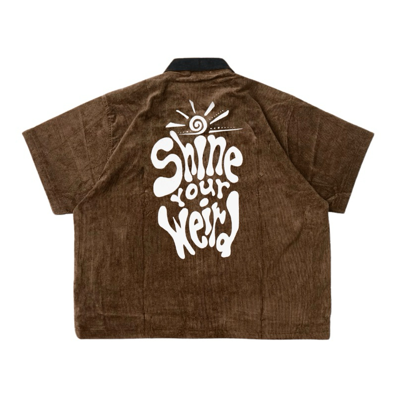 Sai - Dirty Work Shirt Brown Corduroy Zipper Boxy Shirt - Boxy Fit