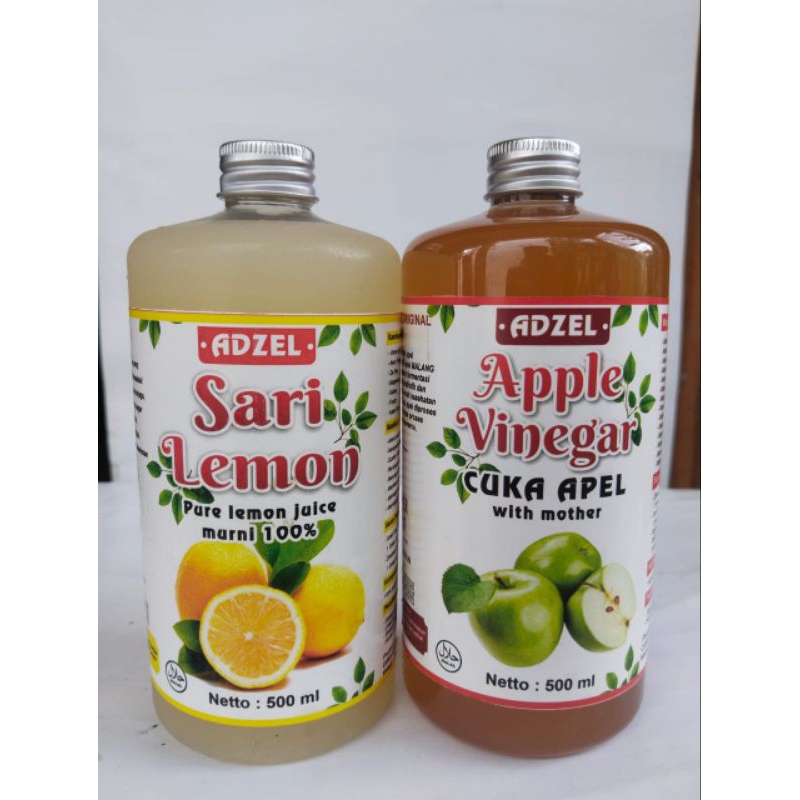 

paket hemat 2 in 1 cuka apel 500ml + sari lemon 500ml / paket diet / paket sehat / paket murah