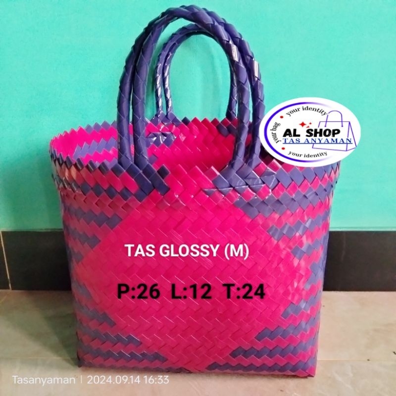 Paket 50pcs Tas Anyaman Plastik Glossy size Sedang untuk sembako hantaran asol asol balenan berkat t