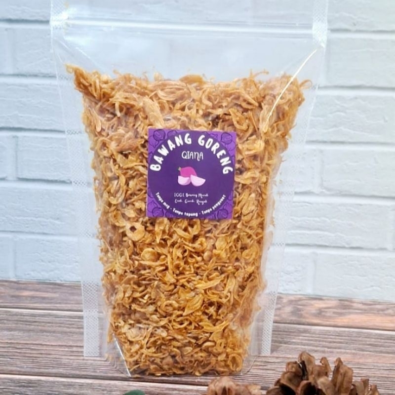 

Bawang Goreng Qiana PREMIUM Asli Tanpa Campuran Tepung 250gr kemasan pouch