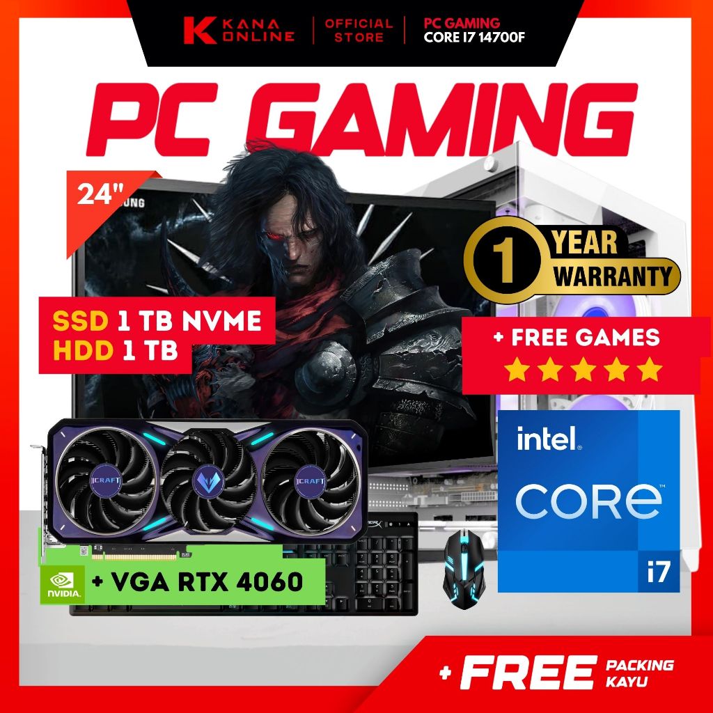 PC GAMING INTEL CORE I7 14700F (GEN 14) VGA RTX 4060 FULLSET