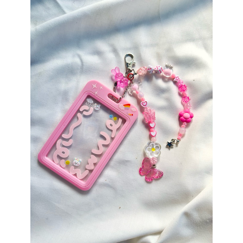 

Bagcharm ID Card holder manik manik Pink series Keychains Beads Lucu
