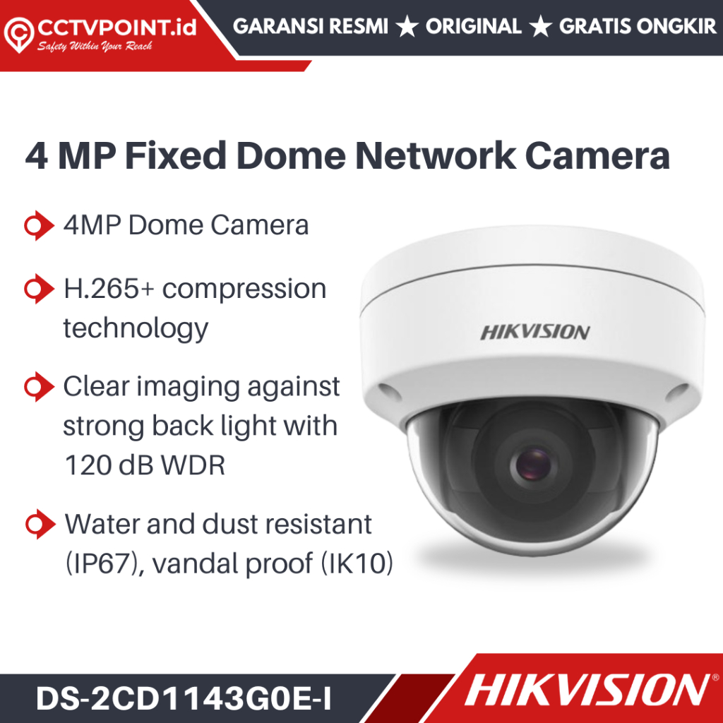 Hikvision DS-2CD1143G0E-I IP 4MP Dome Infrared Anti Vandalism