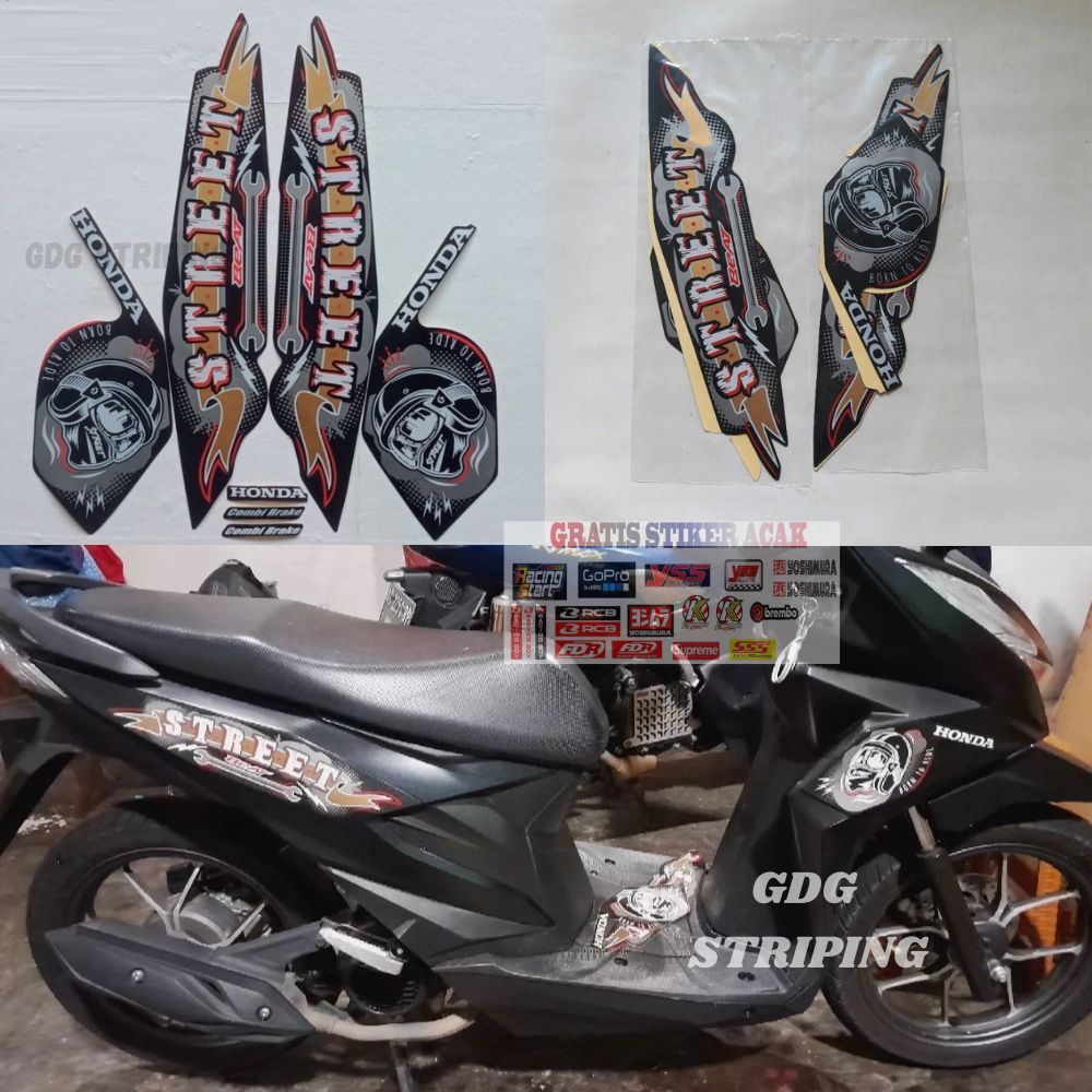 Striping Stiker Motor Honda Beat Street 2023 Gold Murah