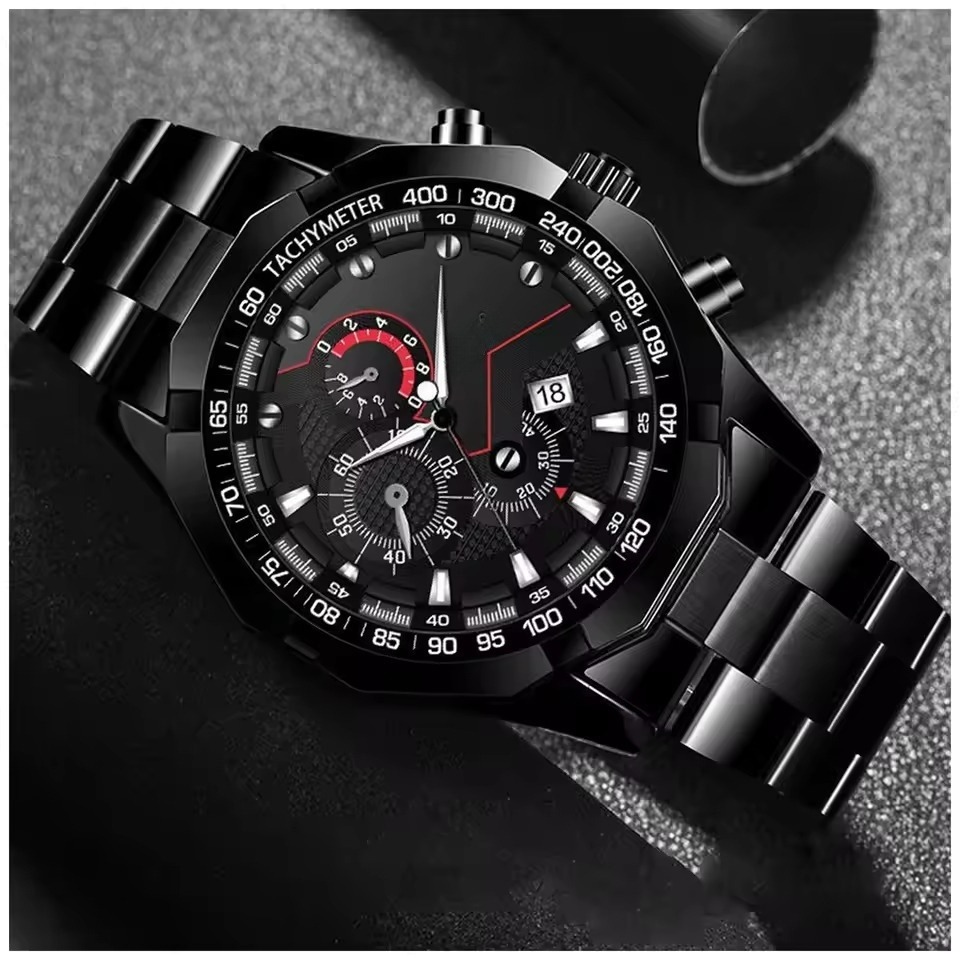Jam Tangan Pria Original FNGEEN Stainless Steel Anti Air Dengan Tanggal Rantai Besi Kasual Quartz