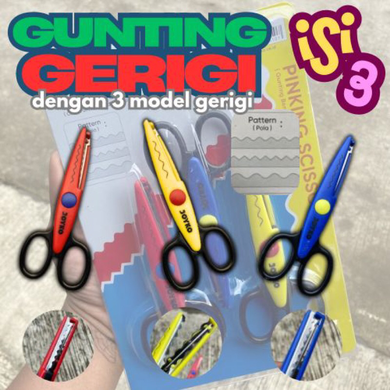 

gunting zigzag set 3pcs - gunting gerigi joyko - gunting zigzag joyko