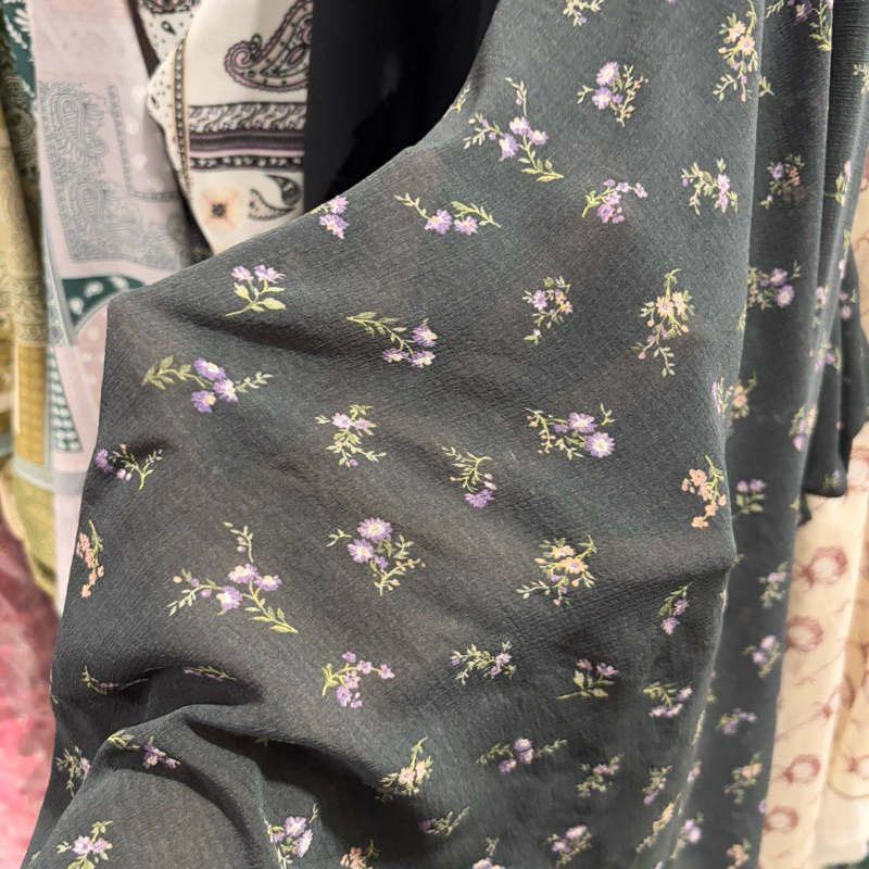 kain Yoryu motif bunga premium - kain bahan motif - kain sifon yoryu motif - kain sifon motif bunga 