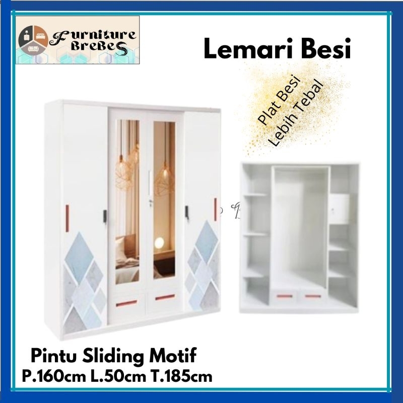 Lemari Pakaian Besi 3 Pintu + 2 Laci Lemari Plat Besi LEBIH TEBAL DAN KOKOH Termurah Tegal Cirebon B