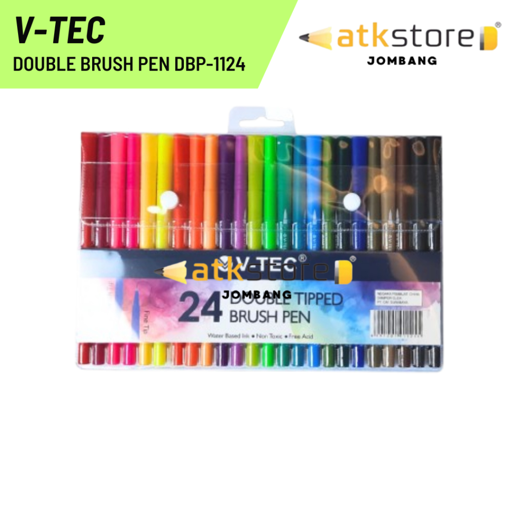 

V-TEC Double Brush Pen DBP-1124/24W / Kuas Dua Sisi / Kuas Dual Tip DBP-1124