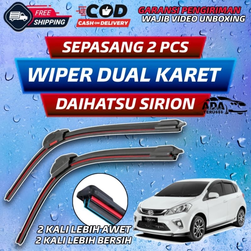 Wiper Dual Karet Daihatsu Sirion All Type Sepasang 2 Pcs Wiper Kaca Mobil Daihatsu Sirion Wiper Kaca