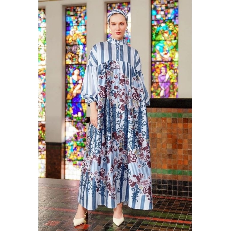 Benang Jarum - Amona Shirt Dress - Blue - S  { NEW }