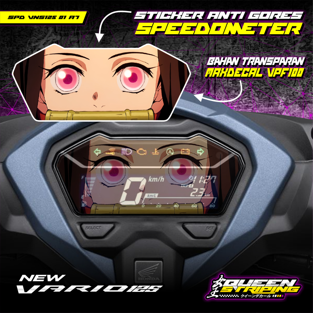 Stiker Aksesoris Speedometer Transparan Vario 125 New Variasi Karakter Anime Nezuko - SPD-VNS125