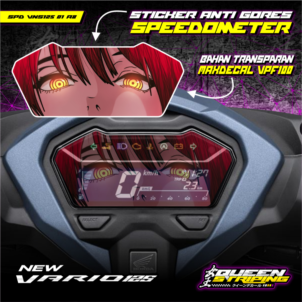 Stiker Aksesoris Speedometer Transparan Vario 125 New Variasi Anime Makima Chainsaw - SPD-VNS125