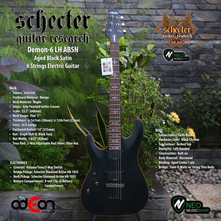 SCHECTER Demon-6 LH ABSN Left Hand 6-String Electric Guitar - tanpa packing