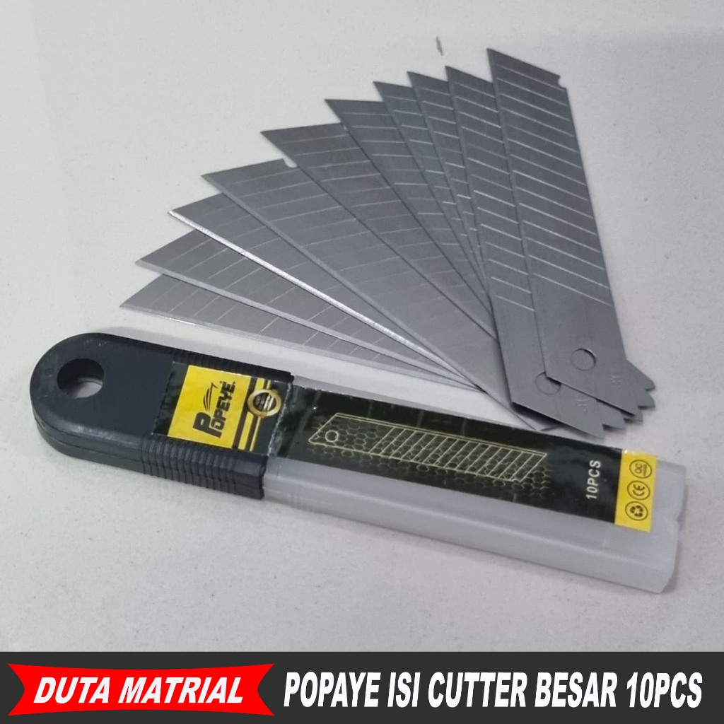 

POPAYE Isi Cutter Besar Isi 10 Pcs Refil Pisau Cuter Kater Karter 18mm