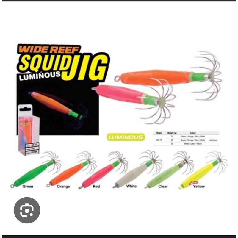 umpan cumi seahawk wide reef squid jig WR-12 luminous