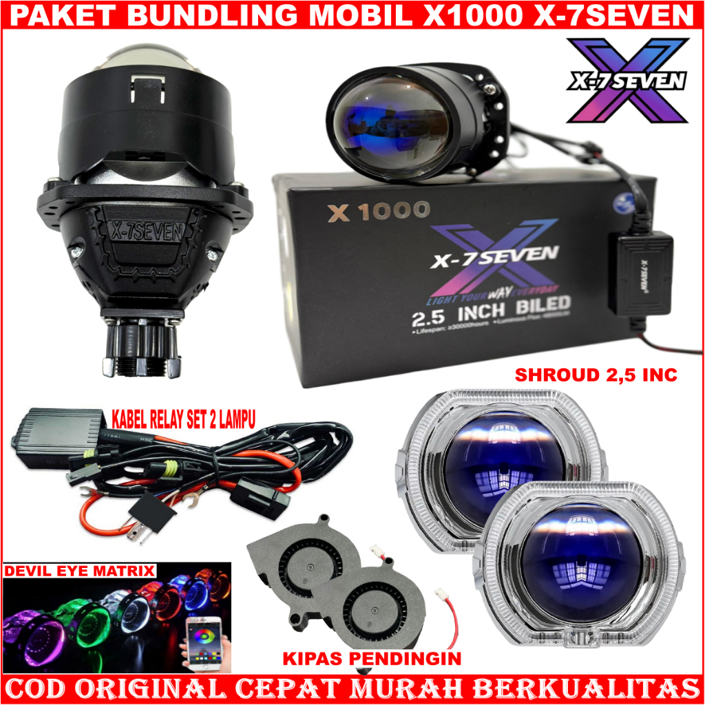 X-7SEVEN - COMBO PAKET HEMAT MOBIL BILED X1000 2.5 INC 58 WATT BILED X-7SEVEN BILED PROJECTOR PAKETA