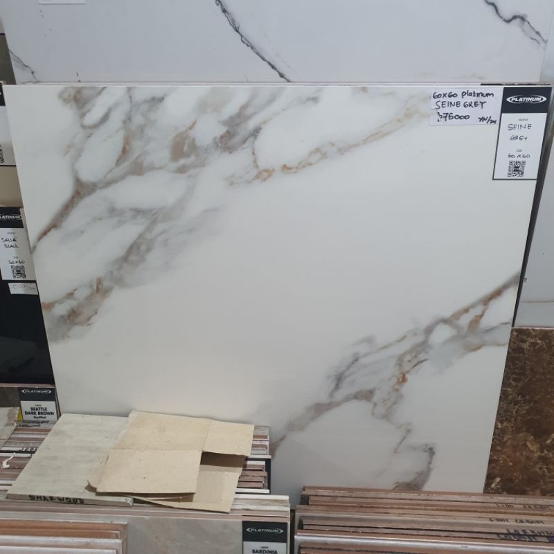 keramik lantai ruang tamu kamar tidur rumah PLATINUM 60x60 SEINE GREY