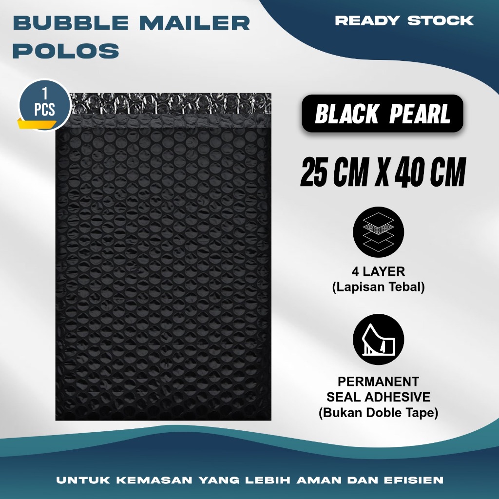 

Plastik Packing BUBBLE MAILER Hitam Kantong Polybubble Amplop Bubble Envelope Polymailer Olshop Polos Ukuran 25X40