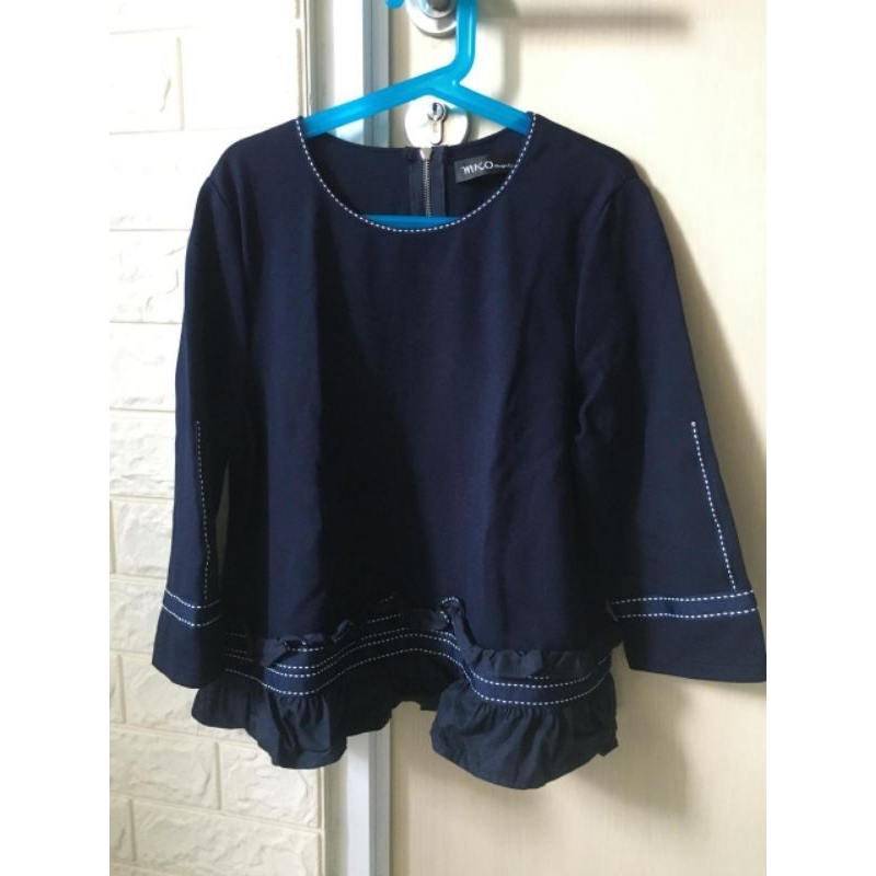 Atasan Blus Wanita Navy Lengan 7/8