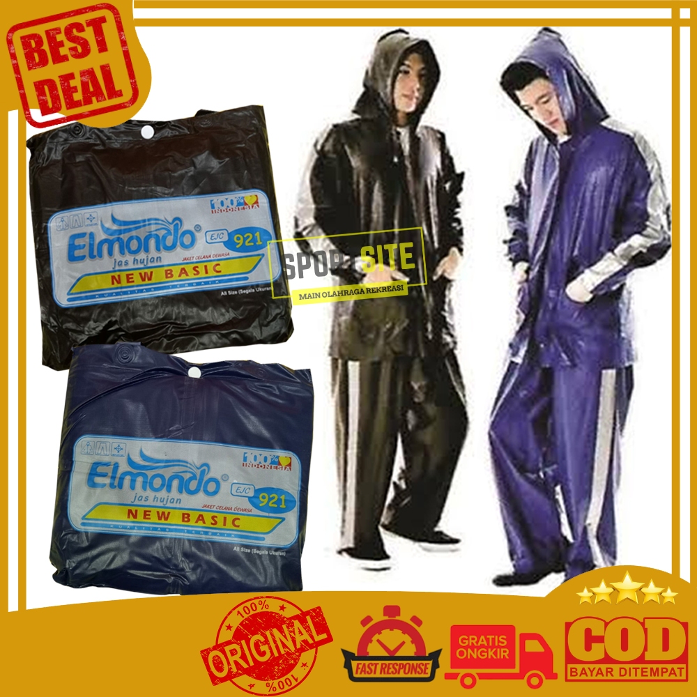 Jas Hujan Elmondo Setelan Dewasa New Basic Mantel Ujan Raincoat Waterproof Elmondo EJC 921 New Basic