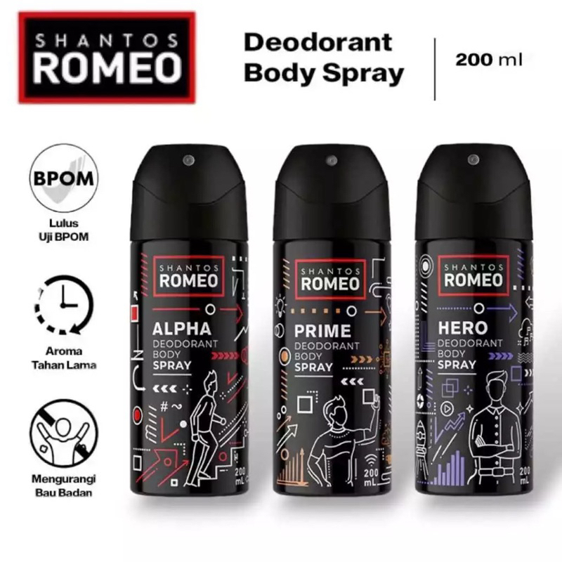 Shantos Romeo Deodorant spray | parfum deodorant pria 200ml
