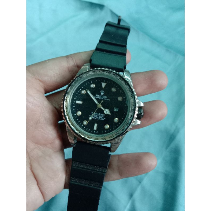 jam tangan preloved rolex strap karet