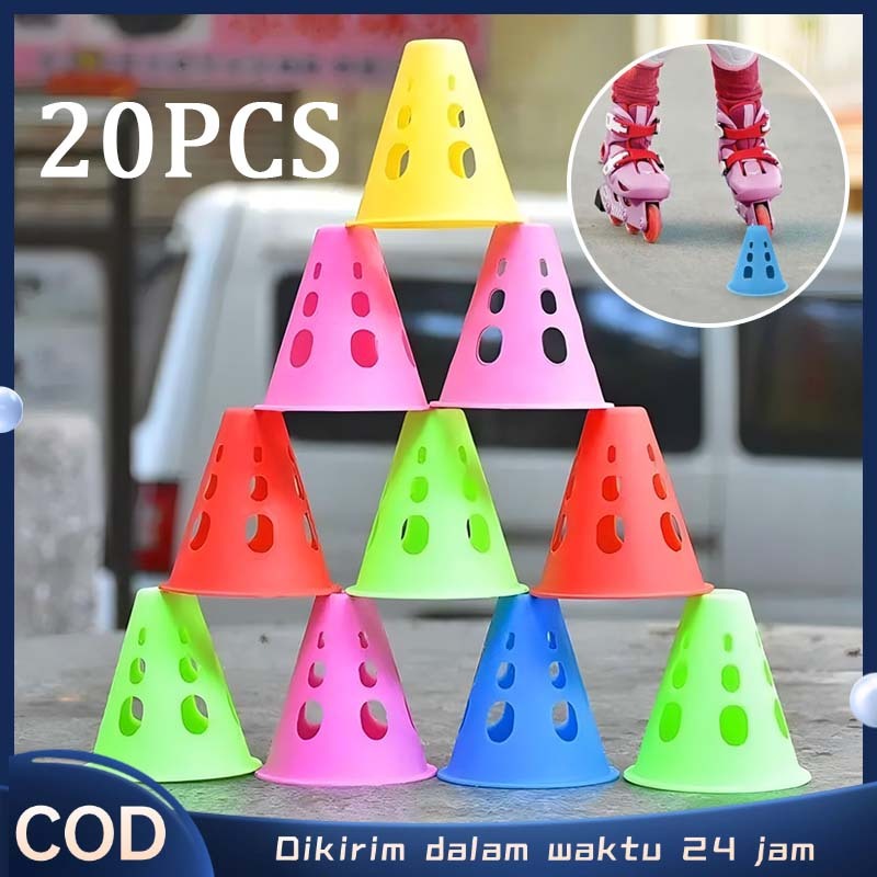 20pcs Kerucut Sepatu Roda Cone Sepatu Roda Cone Inline Rintangan Sepatu Roda Dengan Tas Penyimpanan