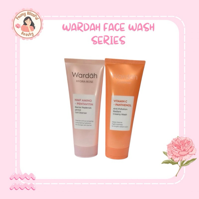 (PEONY) WARDAH FACE WASH SERIES HYDRA ROSE NMF AMINO + PENTAVITIN BARRIER & C-DEFENSE CREAMY WASH | 