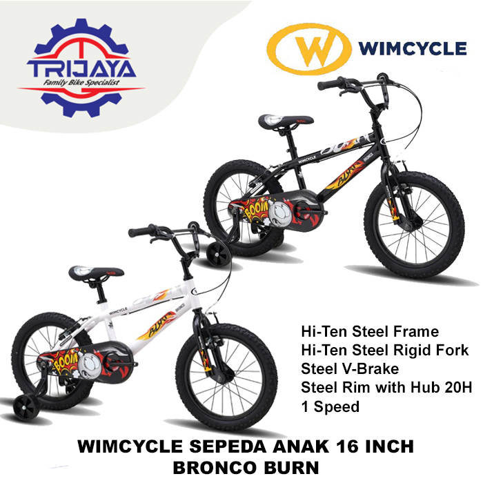 Wimcycle Bronco Burn [16 Inch] Sepeda Anak BMX Dengan Roda Bantu
