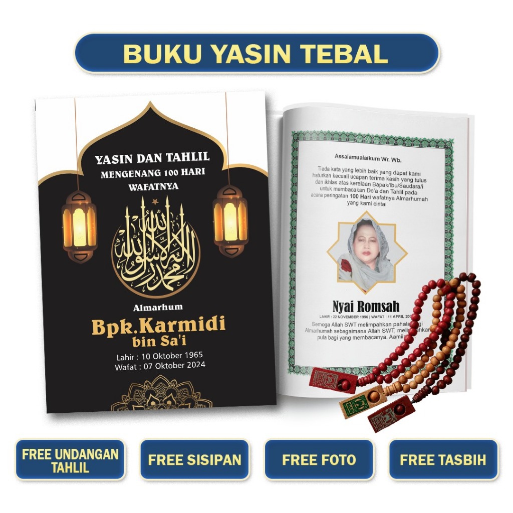 BUKU YASIN 128 HAL, BONUS TASBIH DAN FREE FOTO