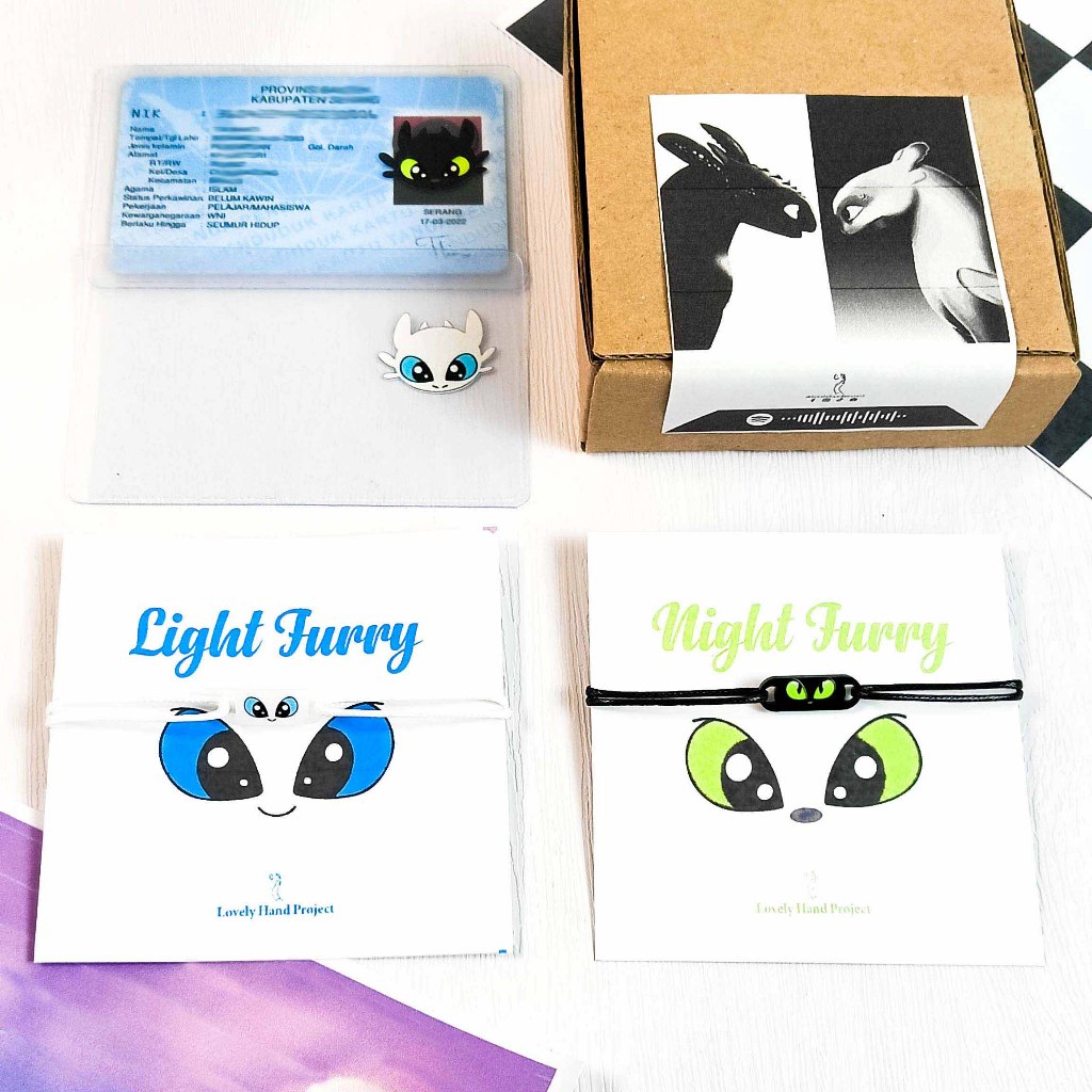 lovely hand project Gelang Couple Eye Night Fury & Light Fury Special Edition Adjustable Braided Too