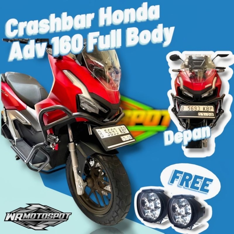 Crashbar Honda Adv 160 Full Body Crashbar Tubular Full body Adv 160 Anti Crash Adv 160 Bonus Lampu L