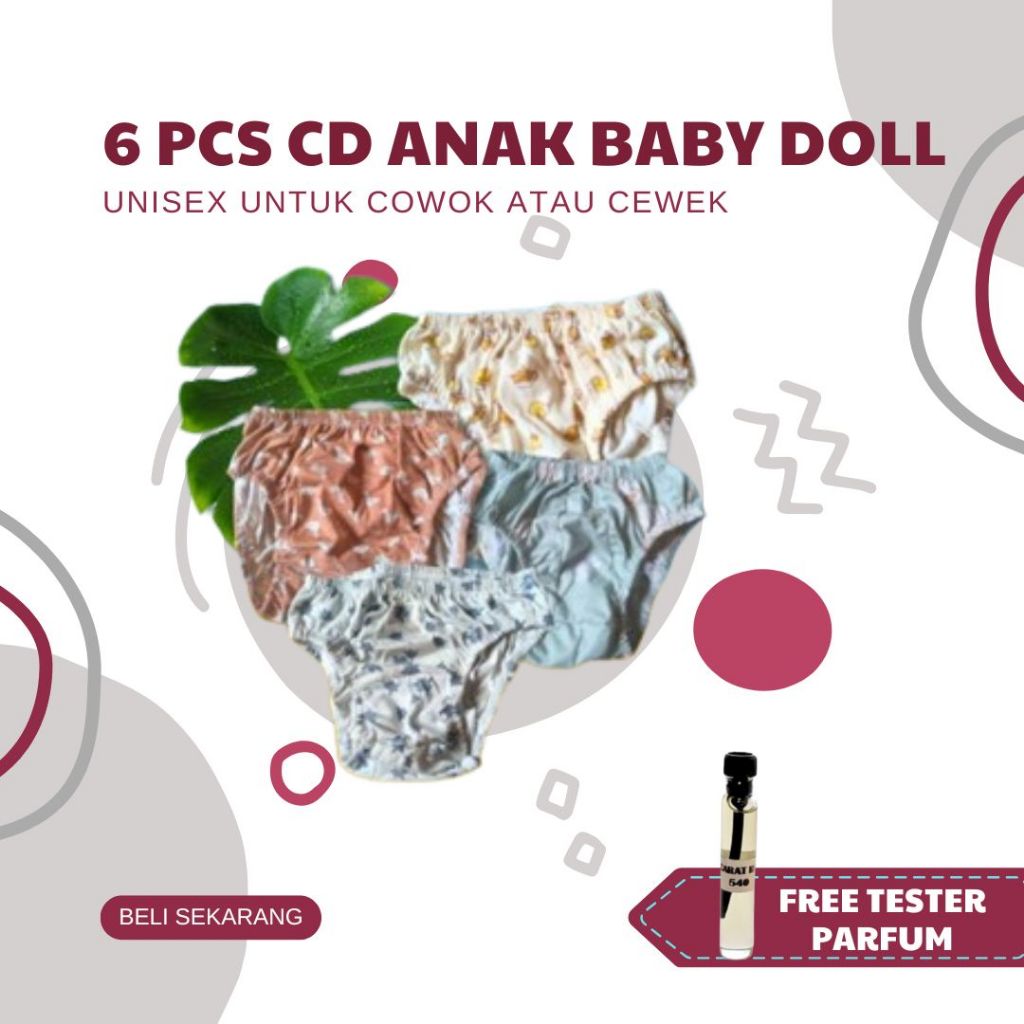 6 PCS CELANA DALAM ANAK BABY DOLL 1-7 TAHUN COWOK/CEWEK