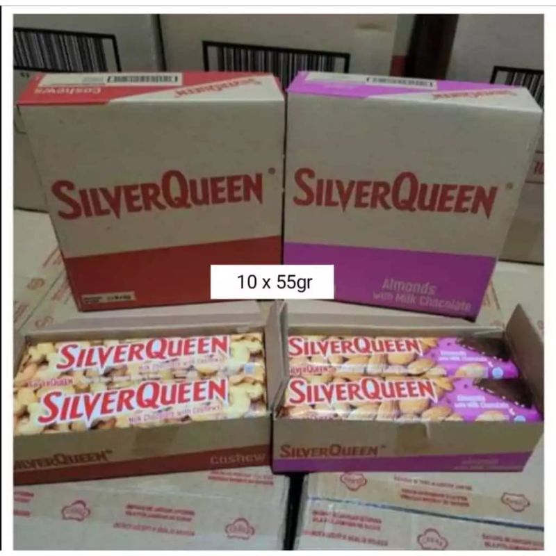 

promo.5 box,/coklat SILVERQUEEN 58 GRAM 1 BOX ISI 10 Terbaru