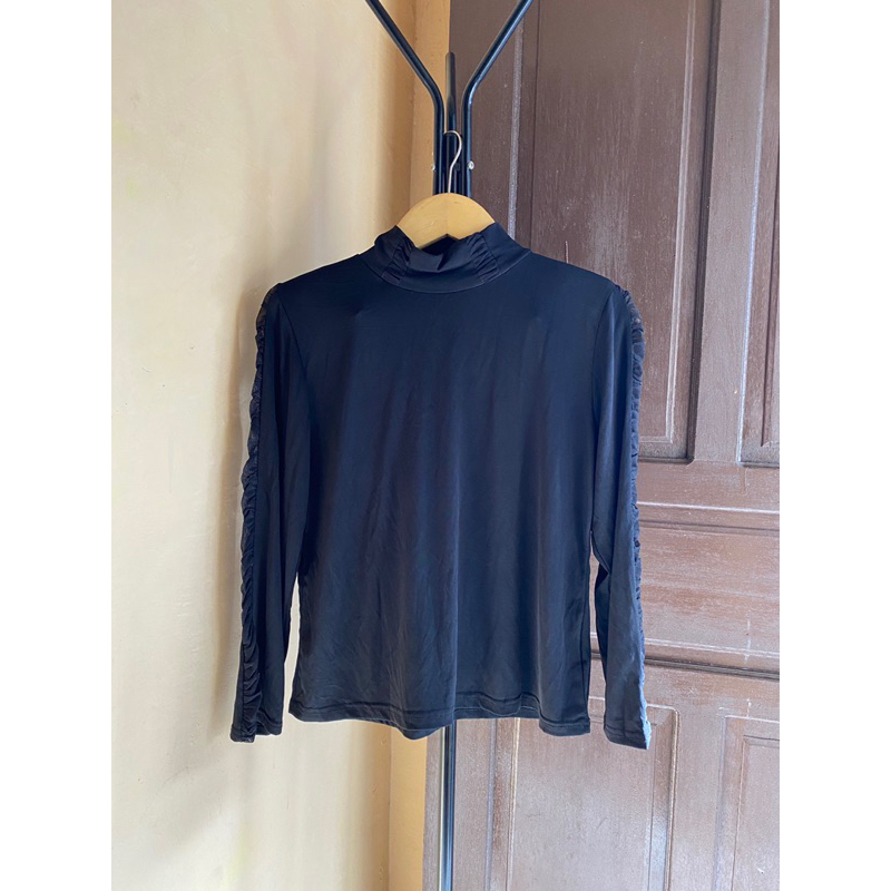 Blouse Inner manset hitam black baju atasan top wanita murah