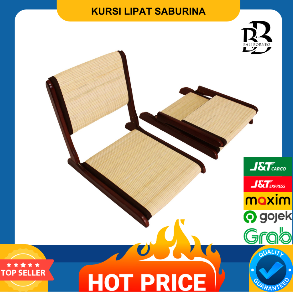 Kursi Lipat Kayu Rotan Bali - Kursi Lesehan Bali, Kursi Lipat Bali, Rattan Wood Folding Chair, Kursi