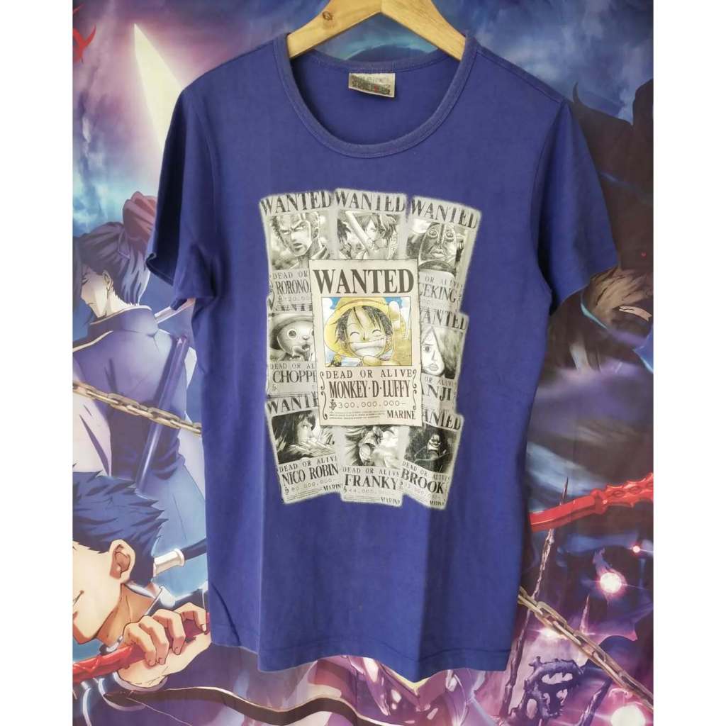 One Piece Wanted Dead or Alive Big Print Official Anime Tee by Baleno Kaos Tshirt Original Second Me