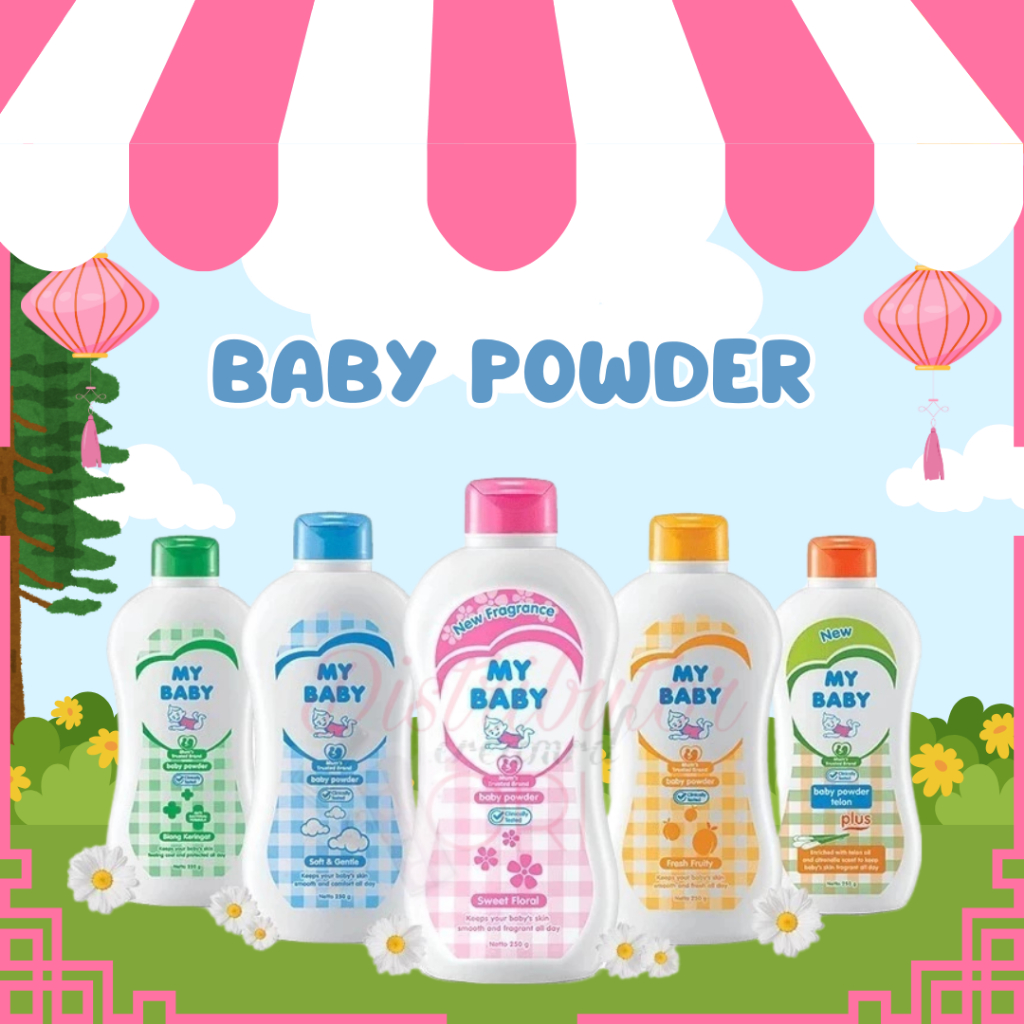 MY BABY POWDER 50gr BEDAK BAYI TELON PLUS BIRU PINK KUNING BIRU HIJAU UNGU CALM RELAX SWEET FLORAL S